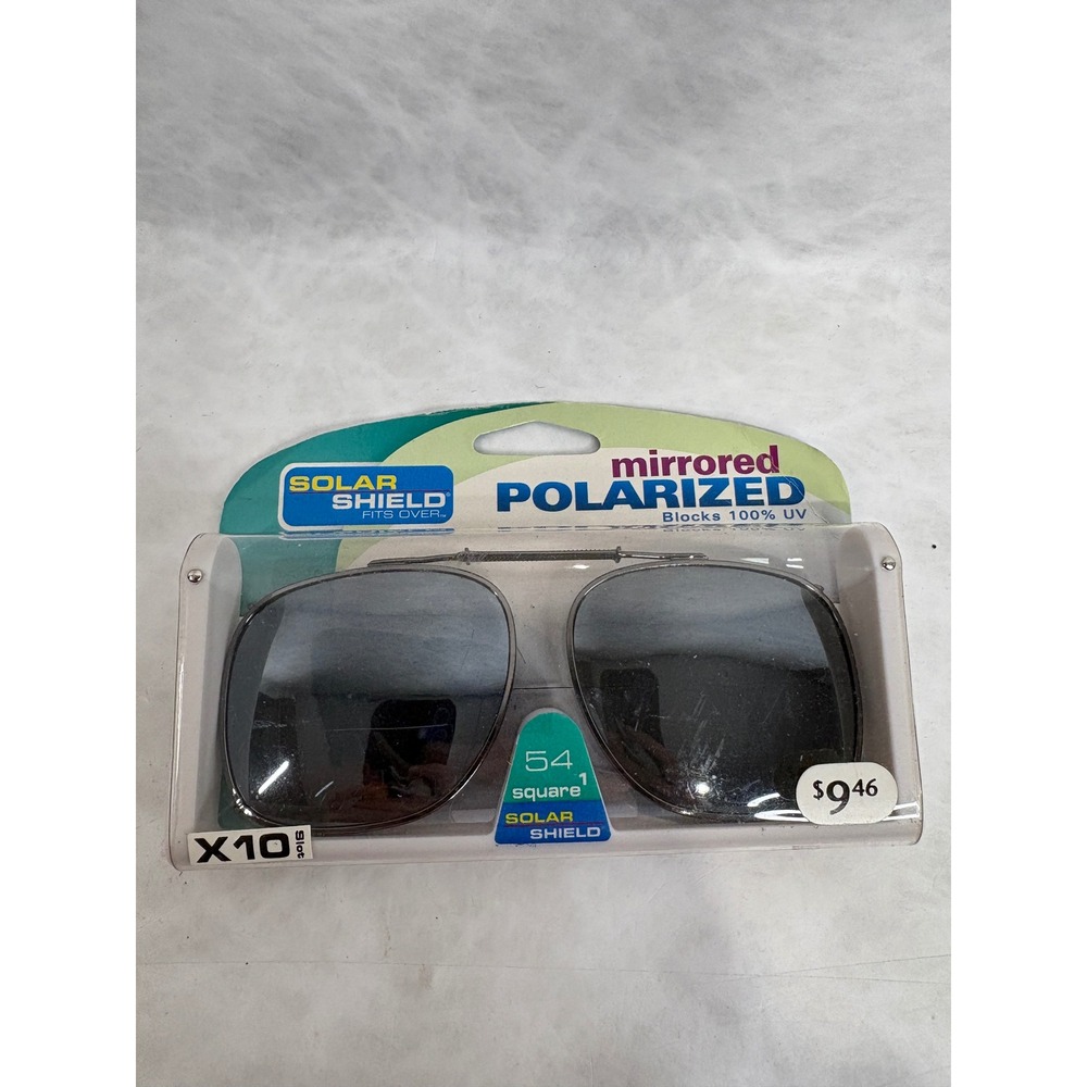 Vintage Solar Shield Fits Over Mirrored Polarized Clip On Sunglasses 54 Square
